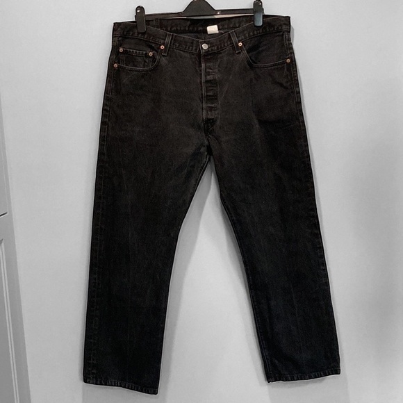 LEVI'S 501 Black Relax Straight Leg Fit Jeans 40 - Picture 2 of 12